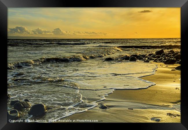 Llantwit Major beach Sunset Glow Glamorgan Coast Framed Print by Nick Jenkins