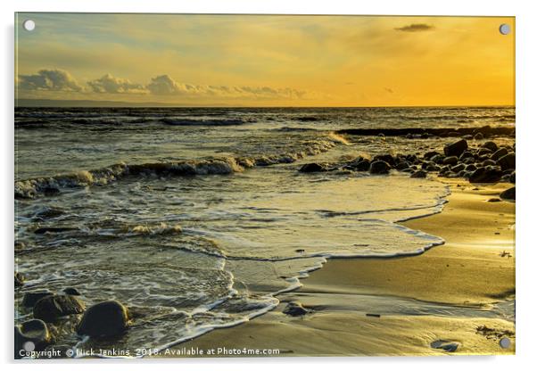 Llantwit Major beach Sunset Glow Glamorgan Coast Acrylic by Nick Jenkins