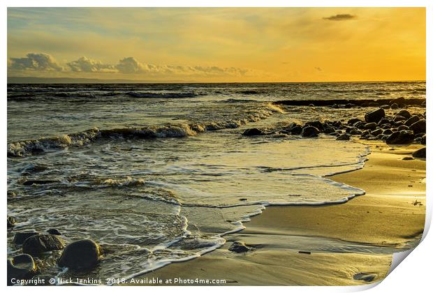 Llantwit Major beach Sunset Glow Glamorgan Coast Print by Nick Jenkins
