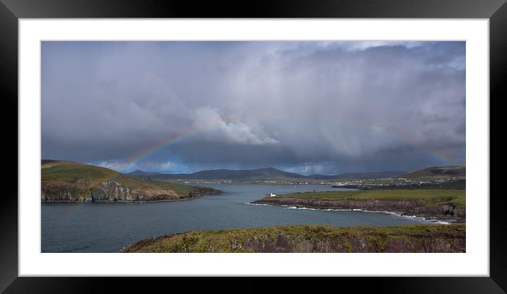 Lovely rainbow over Dingle Bay Framed Mounted Print by barbara walsh