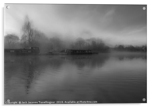 Standestead Abbotts in the mist BW Acrylic by Jack Jacovou Travellingjour