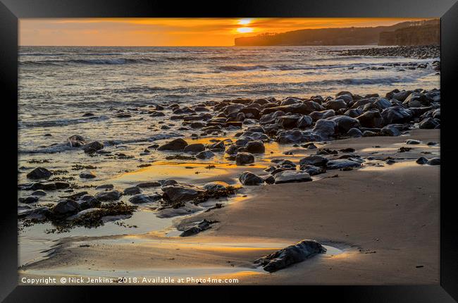 Llantwit Major Beach and Sunset Glamorgan Coast Framed Print by Nick Jenkins