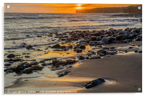 Llantwit Major Beach and Sunset Glamorgan Coast Acrylic by Nick Jenkins