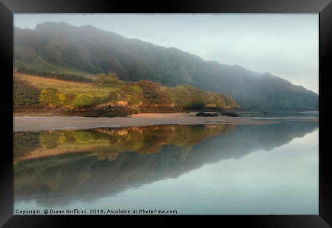 Reflection in the Gannel Crantock Framed Print by Diane Griffiths