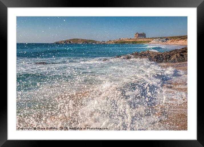 High Tide at Fistral Beach, Newquay Framed Mounted Print by Diane Griffiths