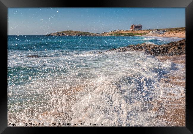 High Tide at Fistral Beach, Newquay Framed Print by Diane Griffiths