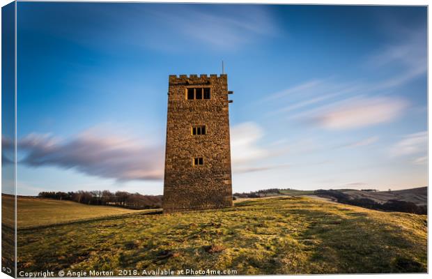 Strines Tower Boots Folly Canvas Print by Angie Morton