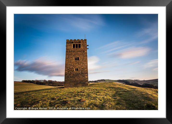 Strines Tower Boots Folly Framed Mounted Print by Angie Morton