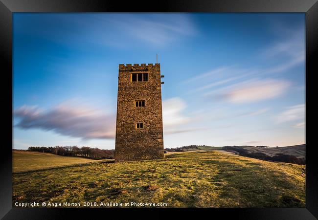 Strines Tower Boots Folly Framed Print by Angie Morton