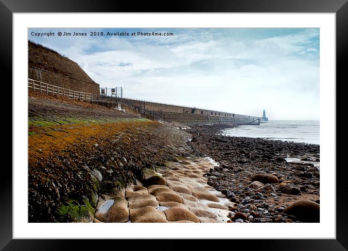 Low tide at Tynemouth Framed Mounted Print by Jim Jones