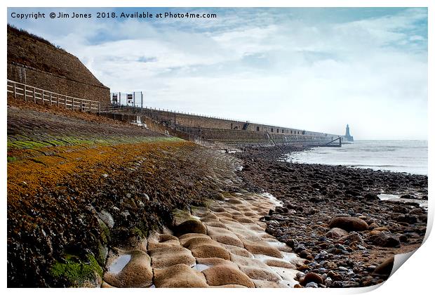 Low tide at Tynemouth Print by Jim Jones