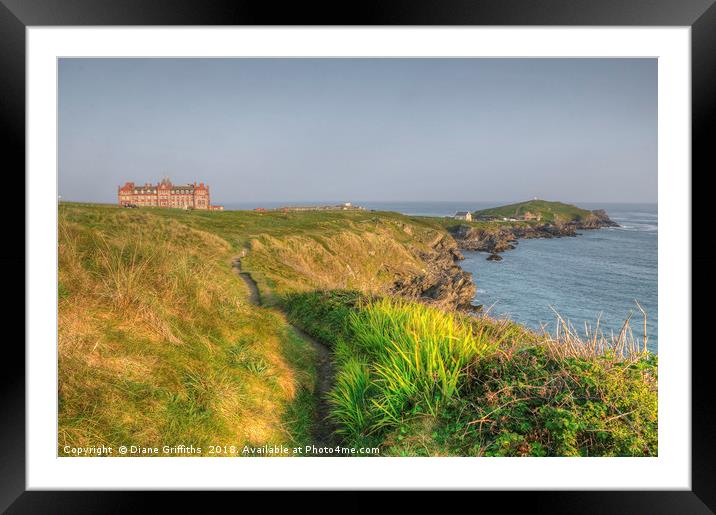 Towan Headland and the Headland Hotel Framed Mounted Print by Diane Griffiths