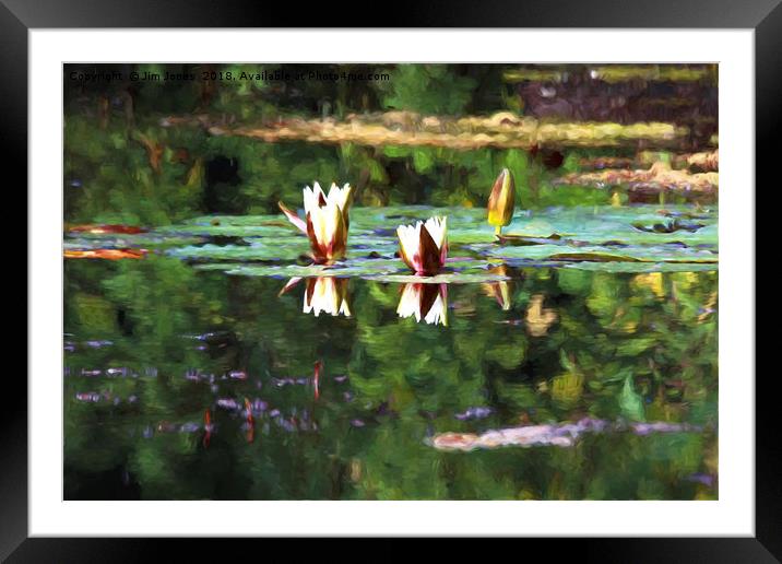 Artistic Waterlilies in the style of Monet Framed Mounted Print by Jim Jones