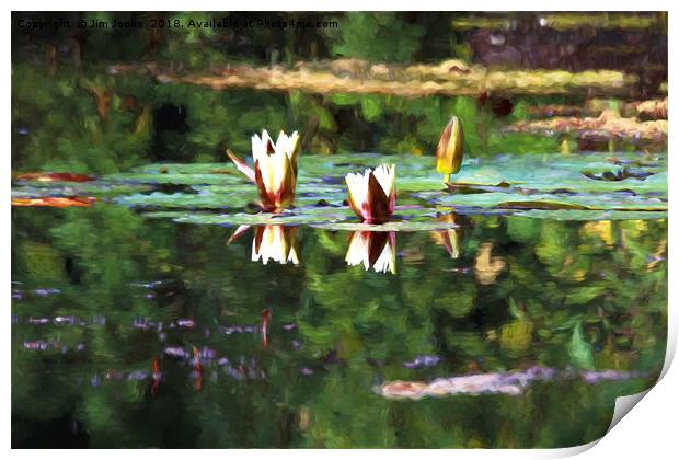Artistic Waterlilies in the style of Monet Print by Jim Jones