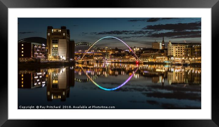 View up the River Tyne Framed Mounted Print by Ray Pritchard