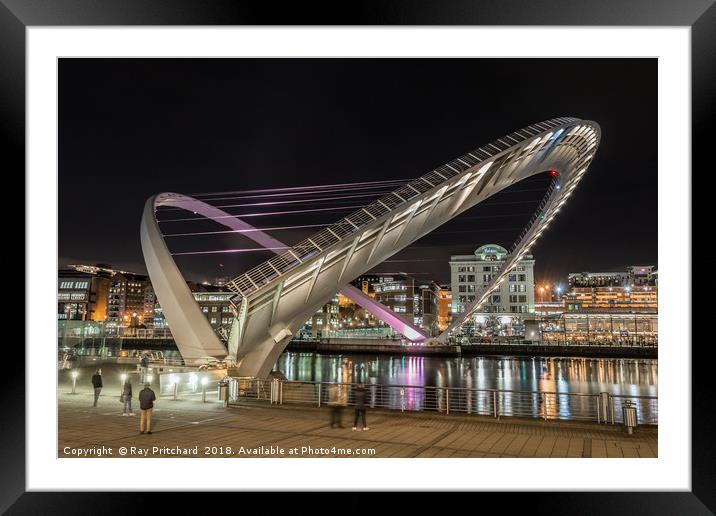 Millennium Bridge Open Framed Mounted Print by Ray Pritchard