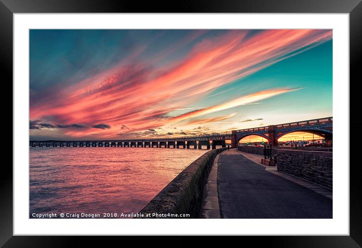 Dundee Tay Rail Bridge Sunset Framed Mounted Print by Craig Doogan