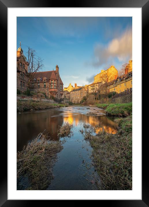 Dean Village at Sunset Framed Mounted Print by Miles Gray