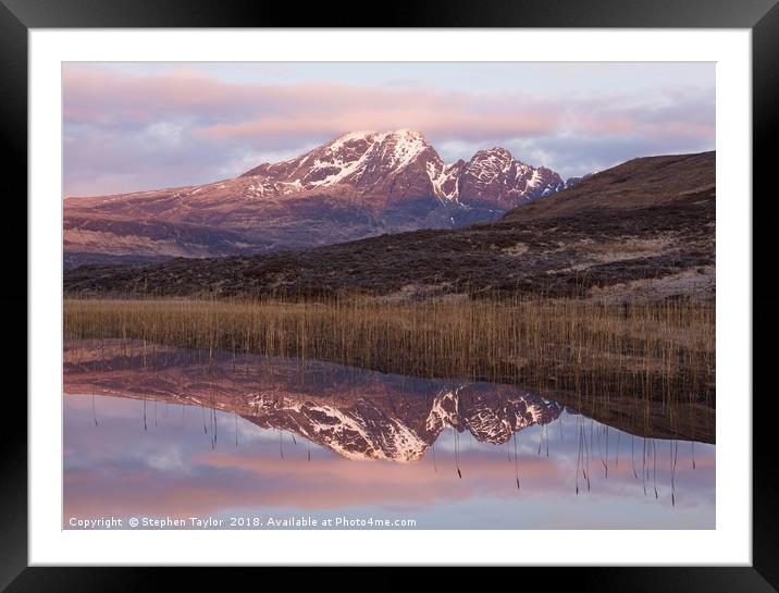 A vivid Sunrise at Blaven Framed Mounted Print by Stephen Taylor