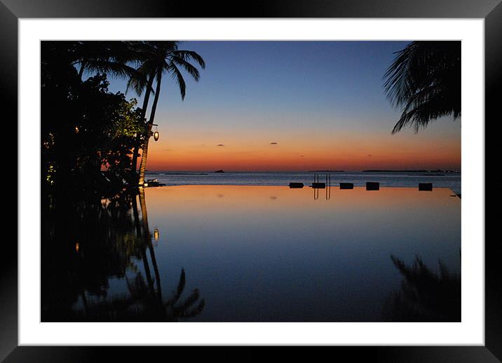 Sunset over the Ocean in Maldives Framed Mounted Print by Madeline Harris