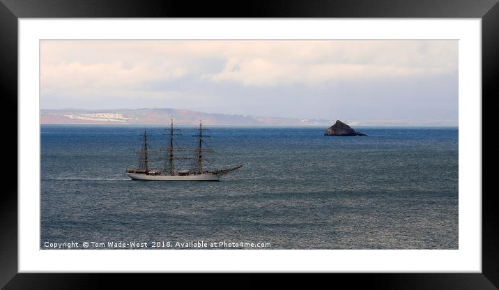 Tall Ship 'Danmark' passing Thatcher Rock Framed Mounted Print by Tom Wade-West