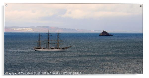 Tall Ship 'Danmark' passing Thatcher Rock Acrylic by Tom Wade-West