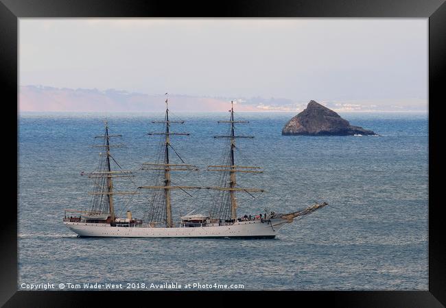 Tall Ship 'Danmark' passing Thatcher Rock Framed Print by Tom Wade-West