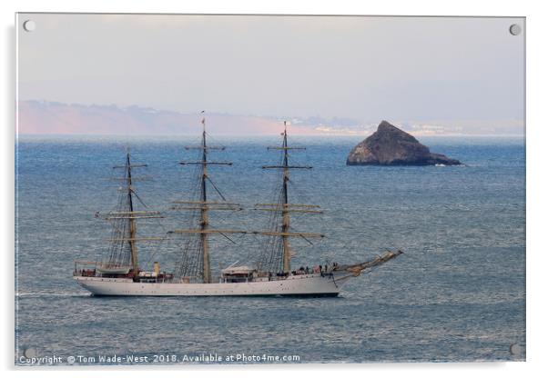 Tall Ship 'Danmark' passing Thatcher Rock Acrylic by Tom Wade-West