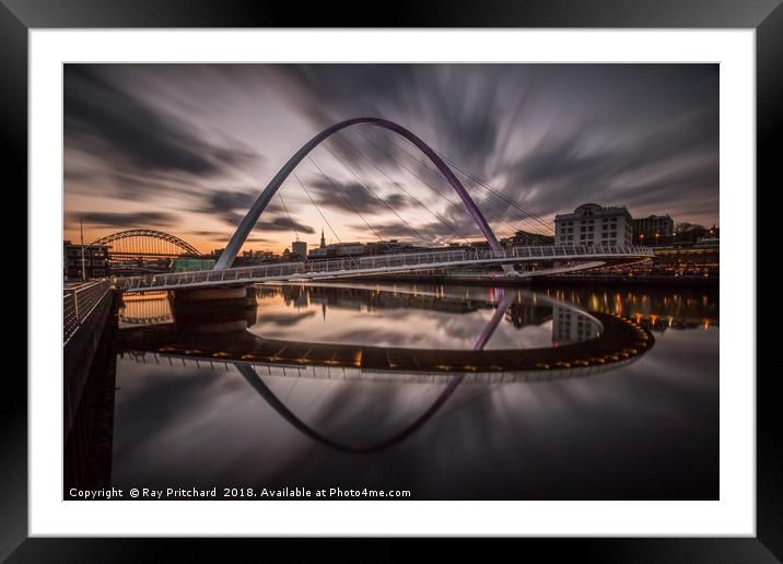 Millennium Bridge Refelcted Framed Mounted Print by Ray Pritchard