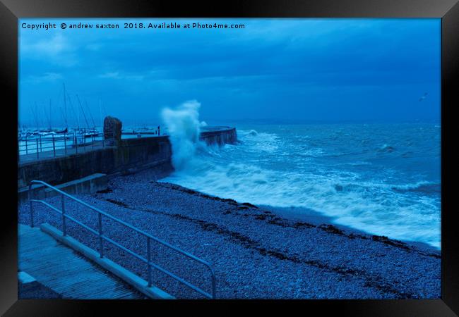 EVENING WAVE Framed Print by andrew saxton