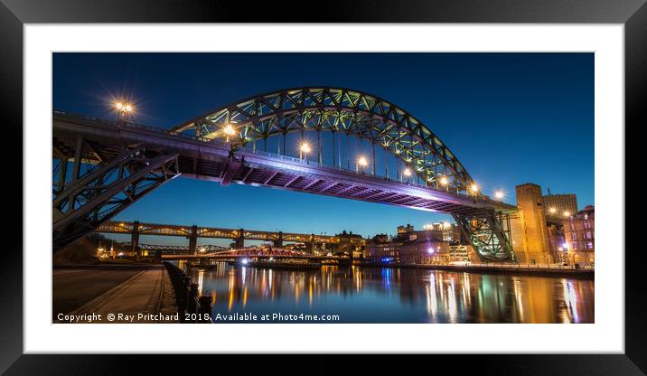 Tyne Bridge at Dusk Framed Mounted Print by Ray Pritchard
