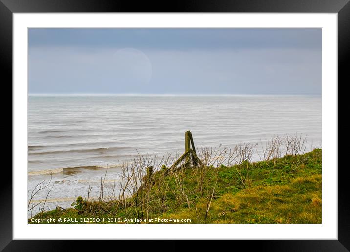 Sea view and moon cromer Framed Mounted Print by PAUL OLBISON