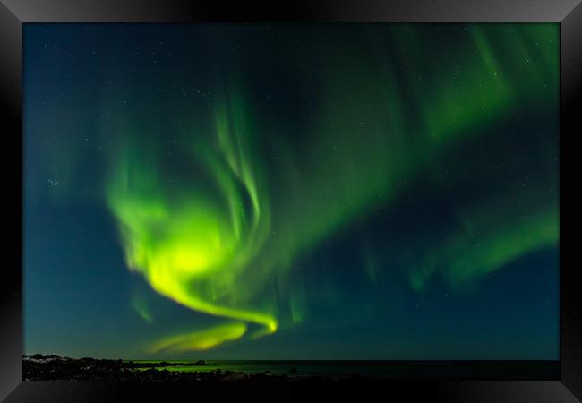 Aurora at Flakstad Beach Framed Print by Thomas Schaeffer