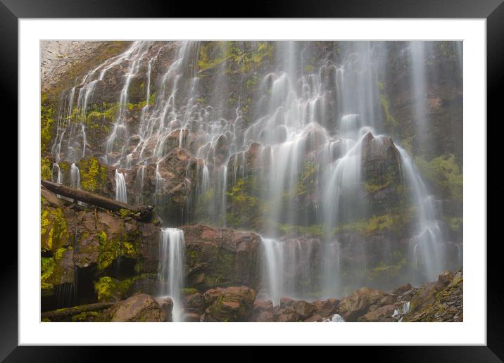 Spray Falls, Mount Rainier National Park Framed Mounted Print by David Roossien