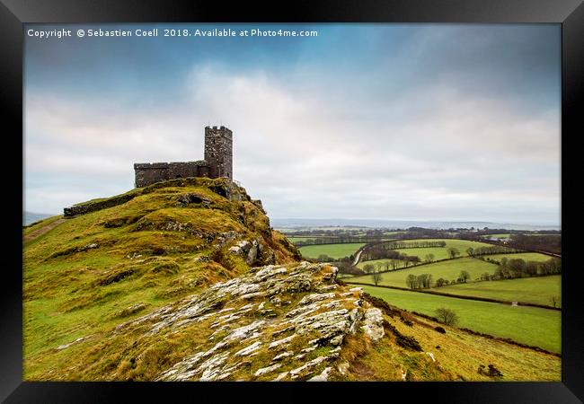 Church with a view - Brentor.. Framed Print by Sebastien Coell