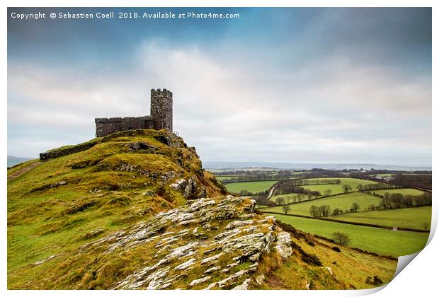 Church with a view - Brentor.. Print by Sebastien Coell