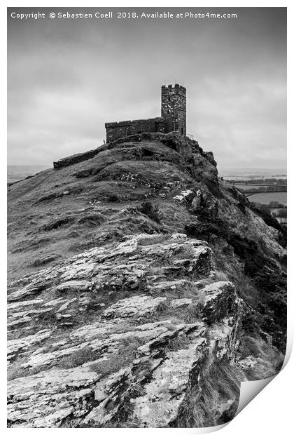 Church with a view - Brentor.. Print by Sebastien Coell