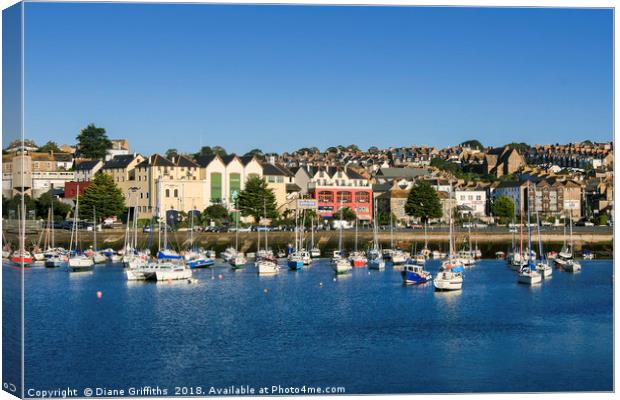 Penzance Harbour and Town Canvas Print by Diane Griffiths