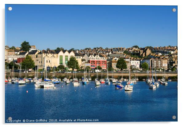 Penzance Harbour and Town Acrylic by Diane Griffiths