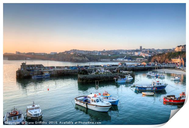 Newquay Harbour Sunrise Print by Diane Griffiths