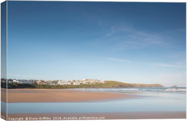 Fistral Beach and Pentire Canvas Print by Diane Griffiths