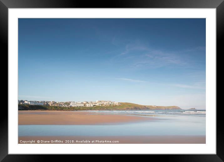 Fistral Beach and Pentire Framed Mounted Print by Diane Griffiths