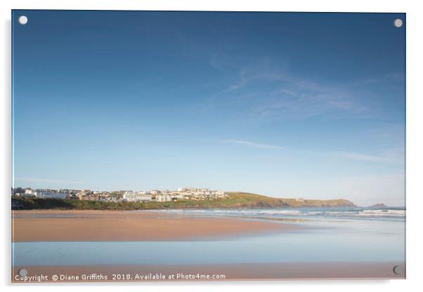 Fistral Beach and Pentire Acrylic by Diane Griffiths