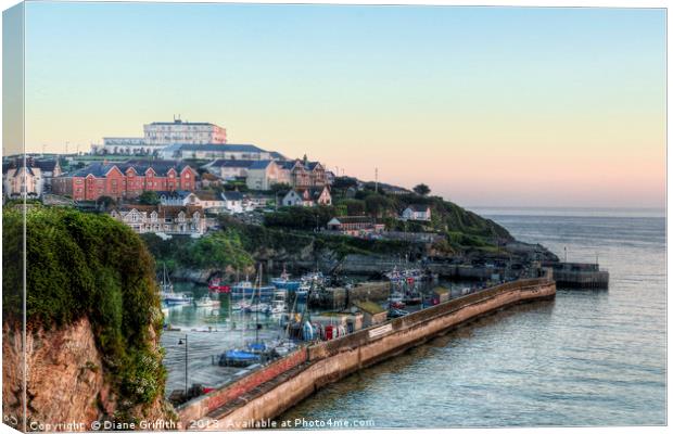 Newquay Harbour Canvas Print by Diane Griffiths