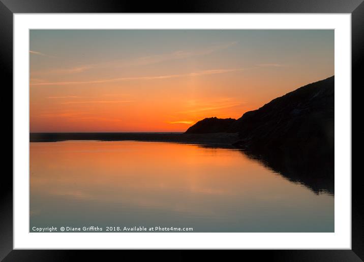 Crantock Beach Sunset Framed Mounted Print by Diane Griffiths
