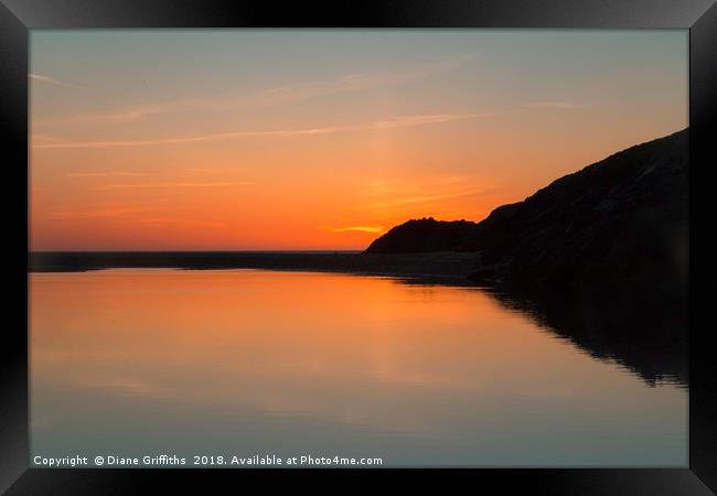 Crantock Beach Sunset Framed Print by Diane Griffiths