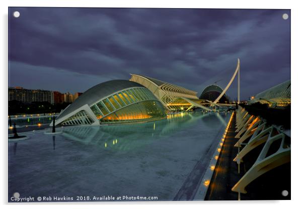 Valencia Science City Dusk Acrylic by Rob Hawkins