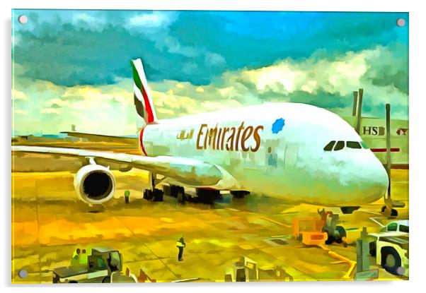 Emirates A380 Airbus Pop Art Acrylic by David Pyatt