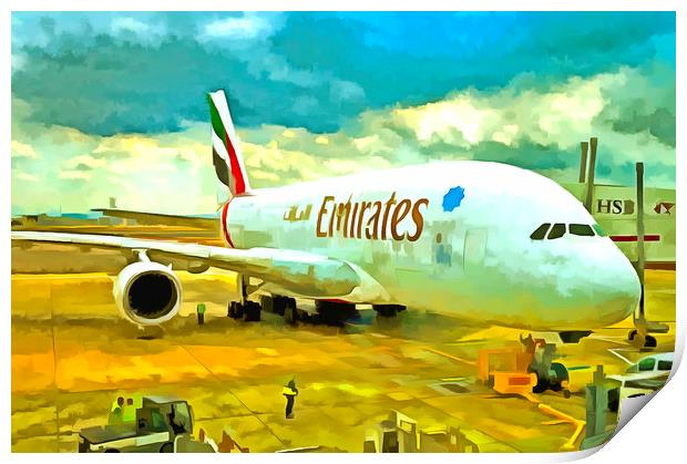 Emirates A380 Airbus Pop Art Print by David Pyatt