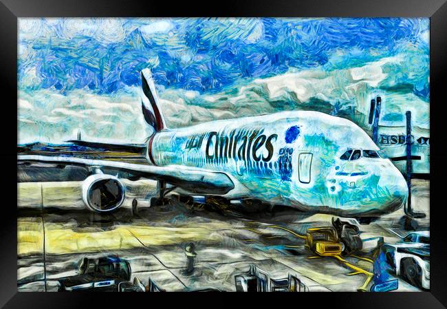 Emirates A380 Airbus Art Framed Print by David Pyatt